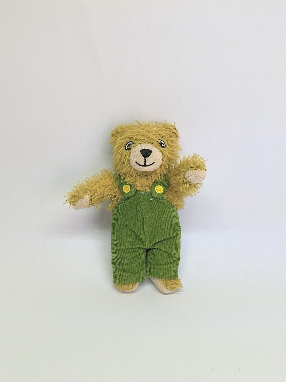 VINTAGE Yottoy Corduroy Bear Plush Toy Stuffed Bear Green Overalls 6.5" 2011